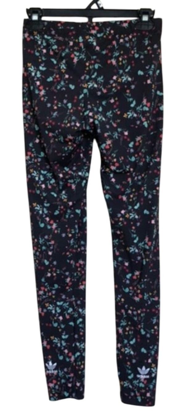 Adidas Leggings Women's Black Floral Print Workout Pants Size Small